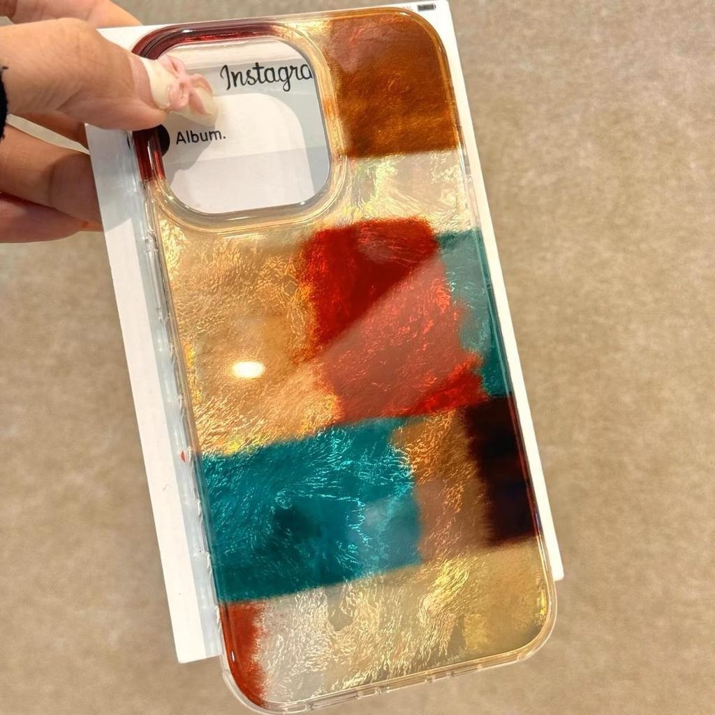 For Apple Mobile Phone Case Design Sense Niche for Apple Mobile Phone Protective Case Lanyard Aurora Gradient Mobile Phone Case Two-in-one