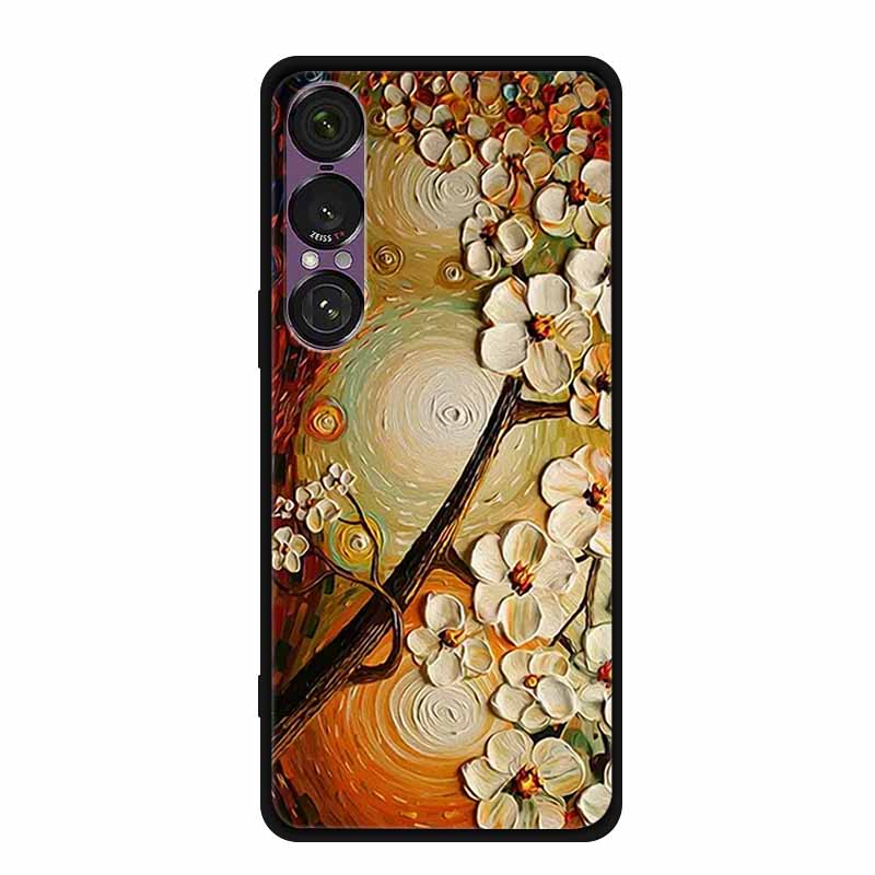 3D Emboss Case For Sony Xperia 1 VII 5G Case Flowers TPU Soft Silicone Back Cover For Sony Xperia 1 VII 2025 Phone Case XQ-FS54