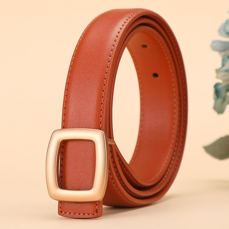

Женский кожаный ремень, ветровой ремень, женский декоративный простой деловой ремень из матовой воловьей кожи для брюк 110cm оранжевый