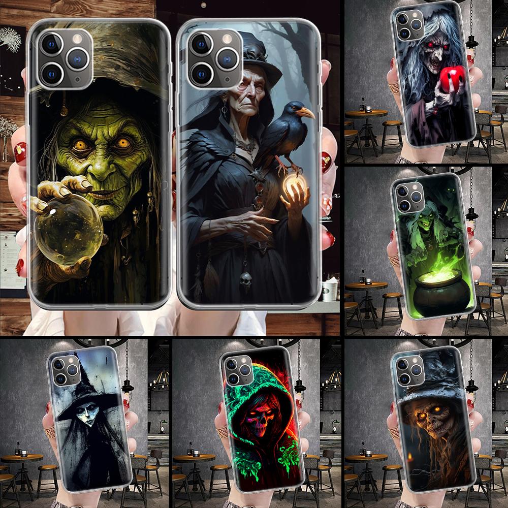 Halloween Moon Witch Horror Soft Phone Case For IPhone 11 17 Air 16E 16 Pro Max 15 + 14 Plus 13 Mini 12 Apple 7 SE 8 Fundas Coqu