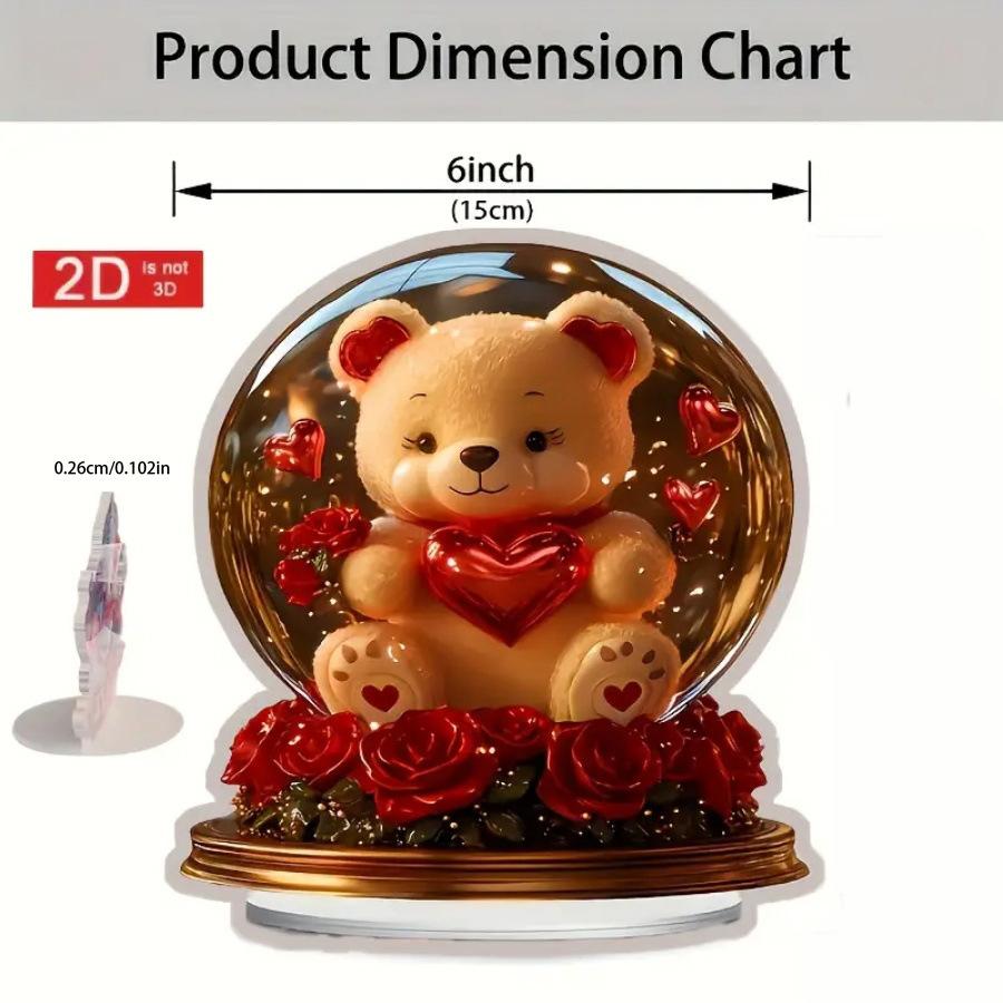 Cute Love Bear Home Decoration Ornament 1pc with Base Ideal Gift for Partners for Home And Office Decor