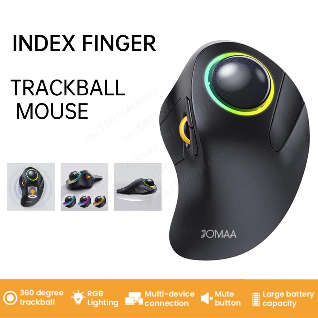 2.4G & Bluetooth Wireless Mouse RGB Ergonomic 1600DPI Rollerball Mice Rechargeable PC Gaming Mouse for Computer Laptop Mac iPads
