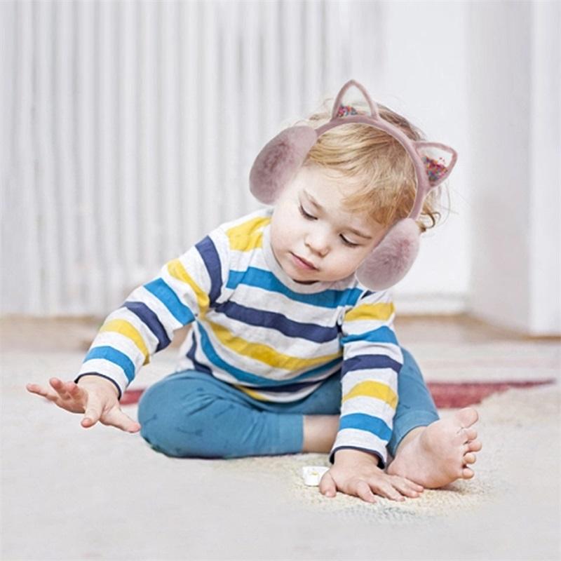 Suefunskry Winter Warm Earmuffs for Women Kids Girls Cute Cat Ear Muffs Foldable Fluffy Ear Warmers Headwear