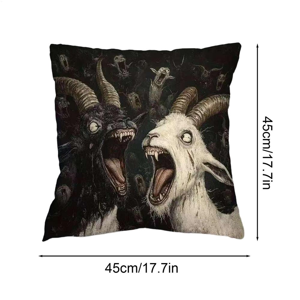 Наволочка Коза 45x45см Коза-Крик Забавная Животное Сумасшедшее Лицо Декоративная Короткошерстная Плюшевая Наволочка Для Дома Дивана