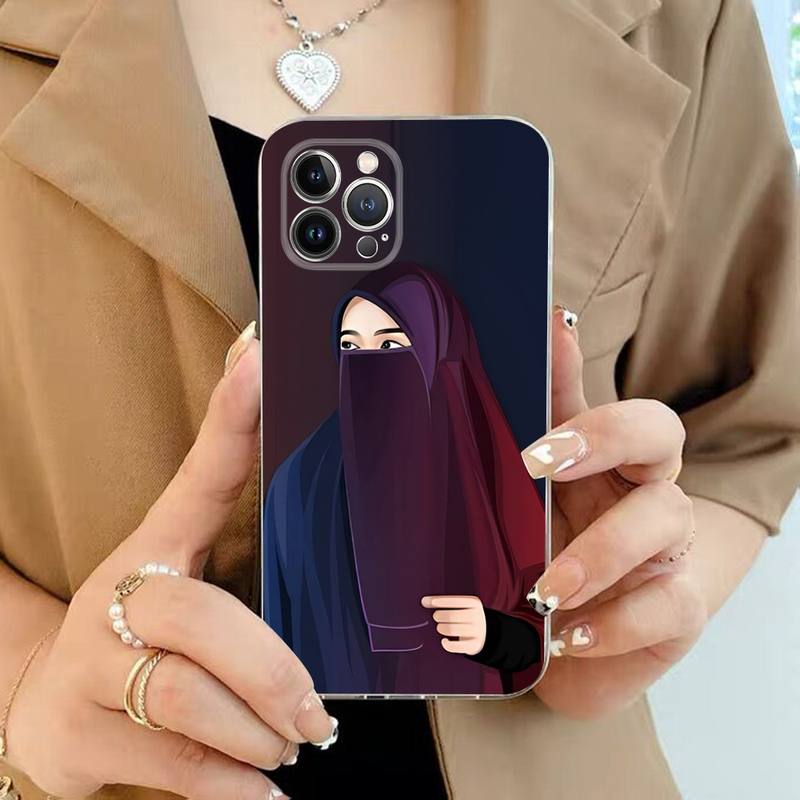 Islamic Muslim Hijabi Girls Womemen Phone Case For iPhone 11 12 13 14 Mini Pro Max XR X XS TPU Clear Case For 8 7 6 Plus SE 2020