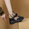 Autumn and winter thick-soled inner height-increasing shoes casual lace-up comfortable and warm casual short boots medium tube women's cotton shoes