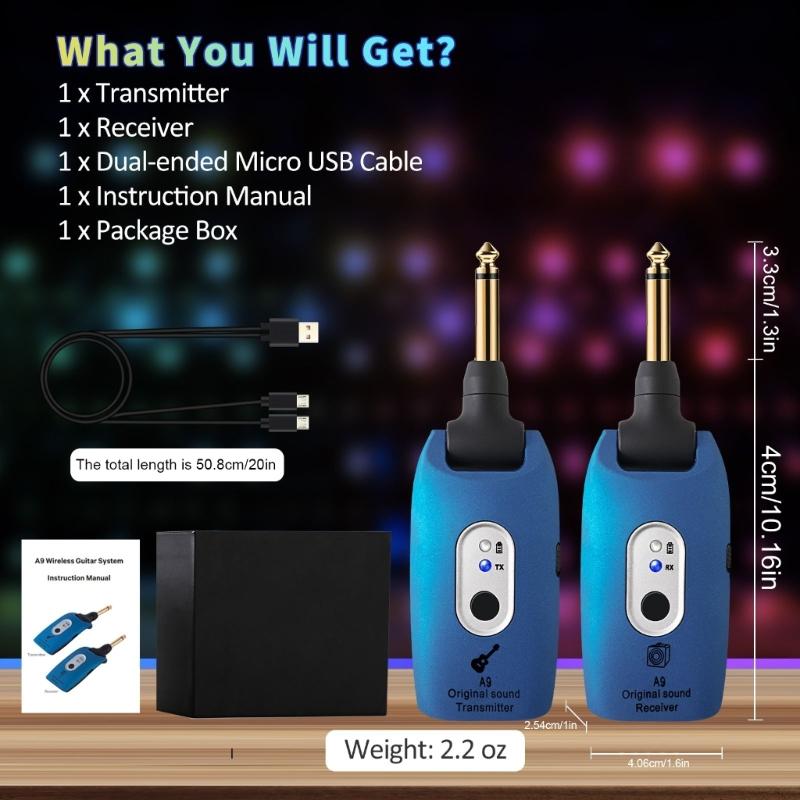 2.4GHz Wireless Guitar Transmitters Receiver Rechargeable Low Noises Sound Wireless Transmitters Receiver Easy to Use