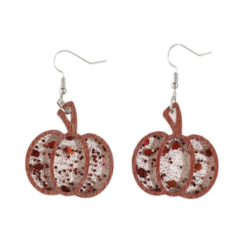 Retro Pumpkin Sequin Earrings for Halloween, Autumn, and Thanksgiving