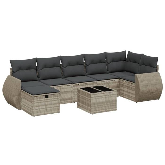 VidaXL Garden Lounge Set with Cushions 8 Pcs, Patio Sofas, Patio Furniture Set, Outdoor Furniture, Grey 3264138