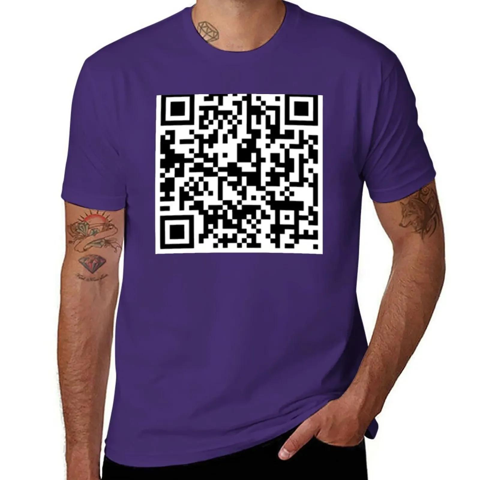 

Plus Sizes Customs Design Your Own Workout Shirts for Men Rickroll QR Code T-Shirt Harajuku Graphic Oversized Summer Funny New L
