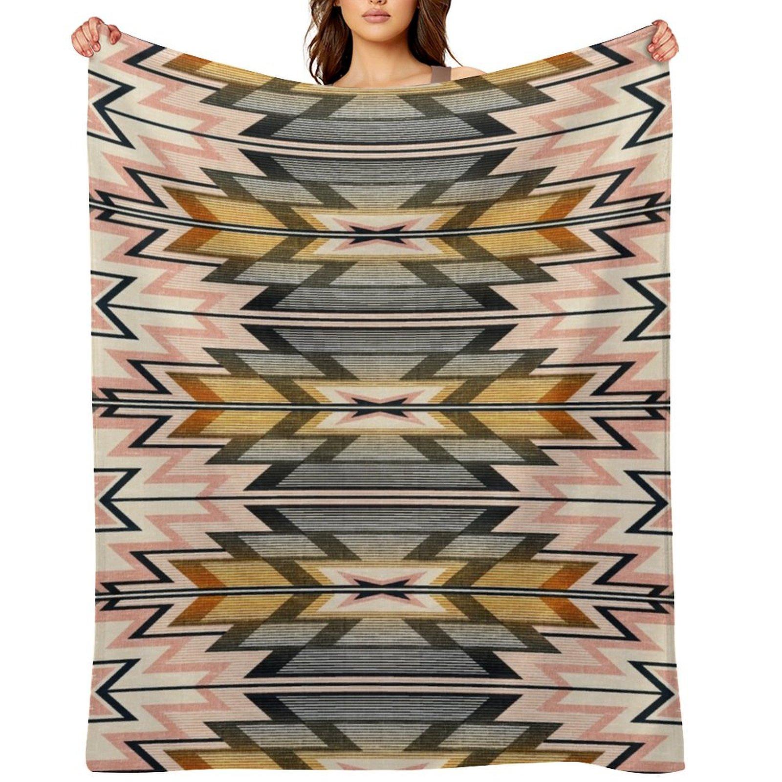 

Southwest Blanket Rug in pink sand Throw Blanket Luxury Hair Heavy Furry Blankets 30x40in