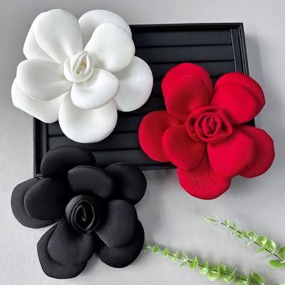 Exquisite 22cm Kamelien-Brosche 3D Formelles Kleid-Abzeichen DIY Große Blume Corsage Kleiderzubehör