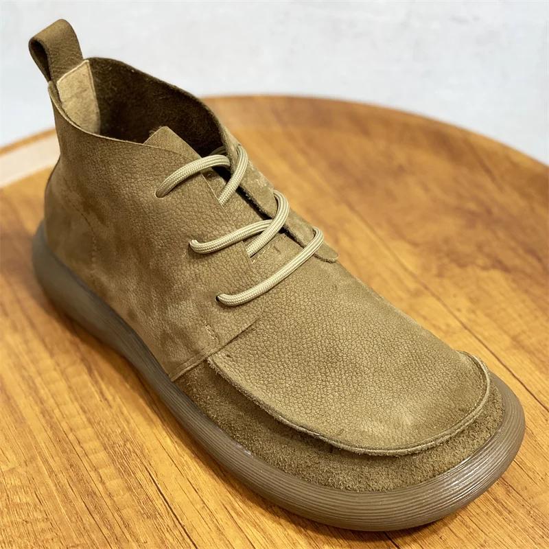 Stivali da Uomo Autunno Inverno Stivaletti da Uomo Strati Pelle di Mucca Coreani Versatili Thi Bot Antiscivolo Stivali in Vera Pelle