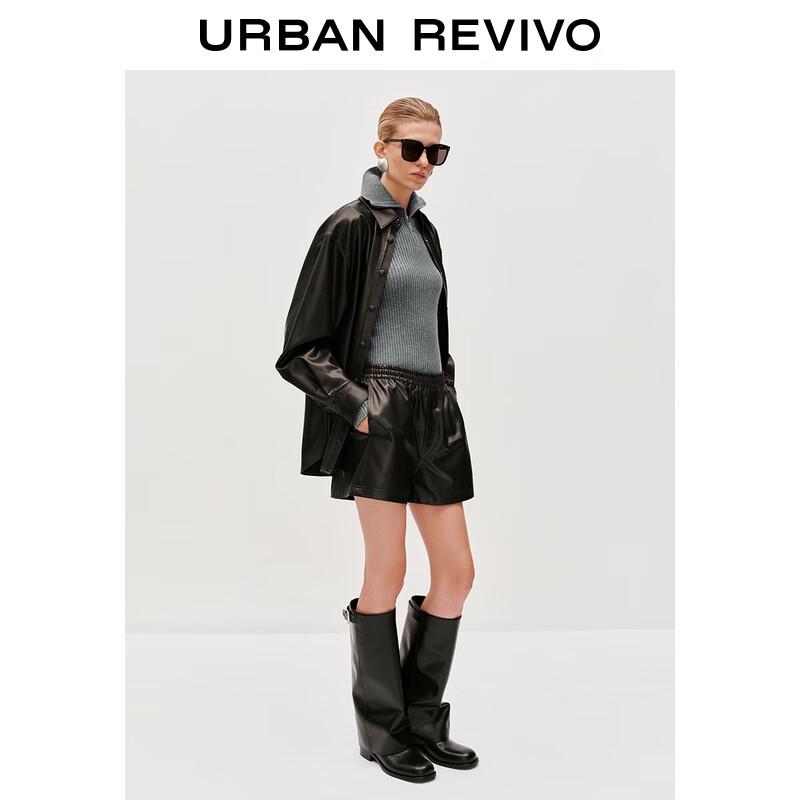 UR Women's Amber Flow Faux Leather Open-Front Shirt