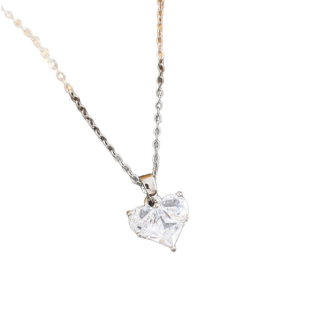 Gold-Plated Heart Pendant Necklace with Zirconia for Women