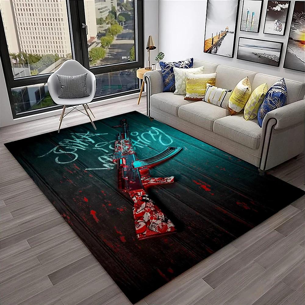 Gun Knife USP,AK,M4,AWP,Rifle Pistol Cartridge Carpet Rug for Home Living Room Bedroom Sofa Doormat Decor,kid Non-slip Floor Mat