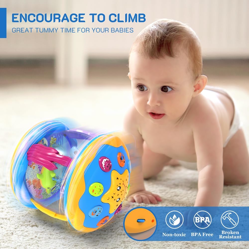 Baby Toys 6 to 12 Months - Musical Projector Rotating Light Up Toys, Tummy Time for Infant 12-18 Months, Learning Toy for Toddler 1 2 3 Years Old,