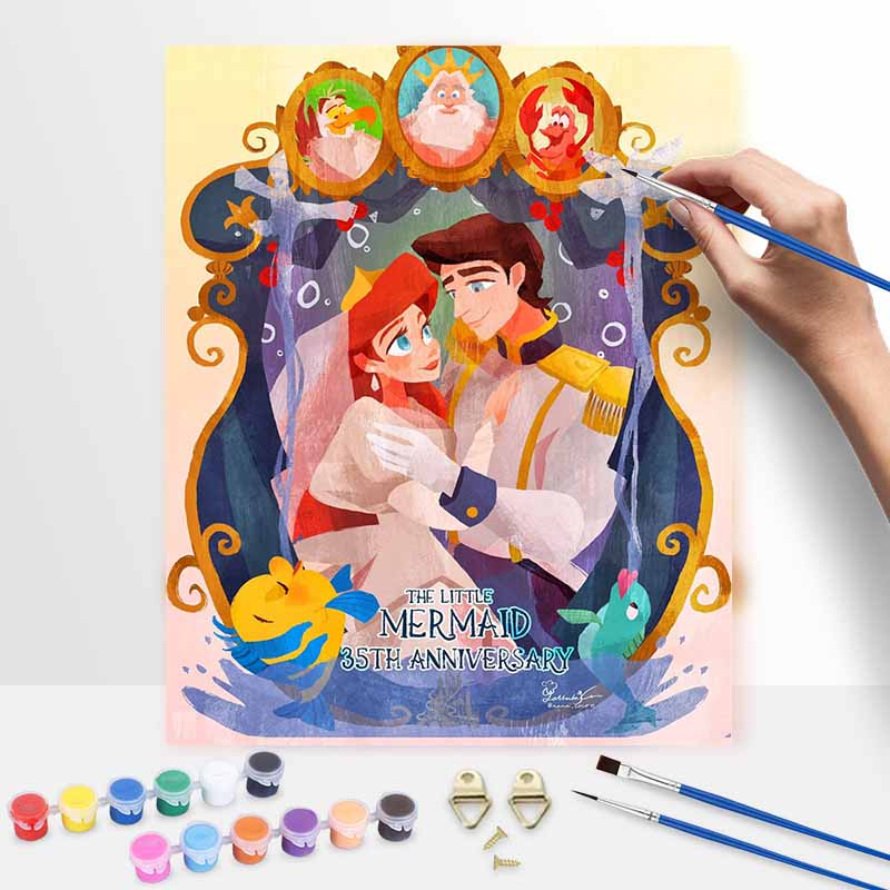 Disney The Little Mermaid Ariel Prince Eric Oil Painting Kit Wall Art Home Decor Anniversary Gift