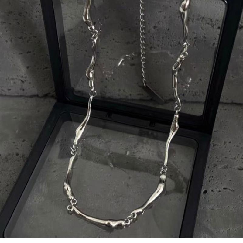 New Irregular Wave Shape Chain Men Necklace Advanced Sense Stainless Steel Figaro Cuban Chain Necklace for Men Women Jewelry