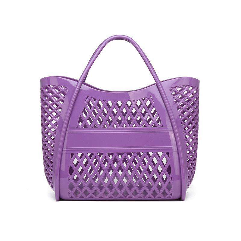 Bolsa de mão de gelatina de silicone: Cesta Versátil Vazada para Piqueniques, Compras, Praia e Banho