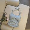 Women's Ruched Halter Neck Camisole with Built-in Bra - Versatile Summer Top for Girls
