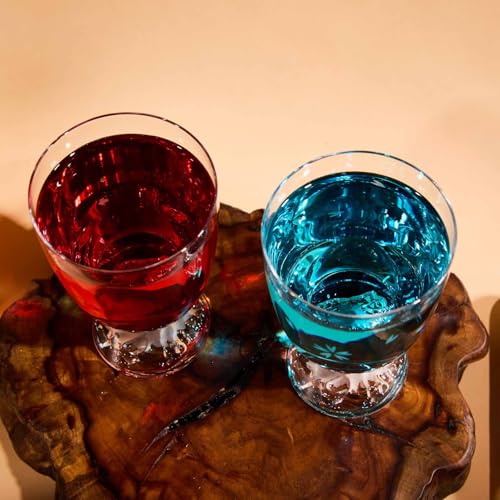 LUGUFON Mt. Fuji Glasses with Sakura Kiriko Design, Pair of Stylish and Elegant Rock Glasses, Handcrafted by Artisans in a Paulownia Wood Box, Perfect