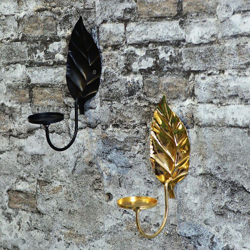 1PC Candle Stands Leafs Iron Birthday Party Candlestick Home Decoration Metal Background Wall Wall Hanging Durables