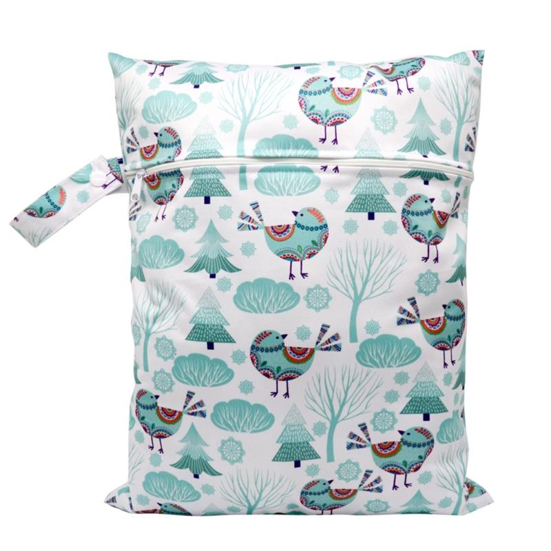 Compact & Lightweight Baby Diaper Bag Cute Cartoon Print Wet Dry Nappy Storage Bag with Handle for Fashionable Parents