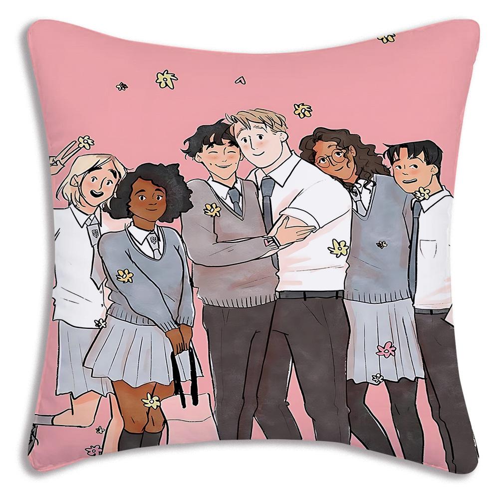 Cute anime For Heartstoppers Pillow Covers Cartoon Sofa Decorative Home Double-sided Printing Short Plush Cute Cushion Cover
