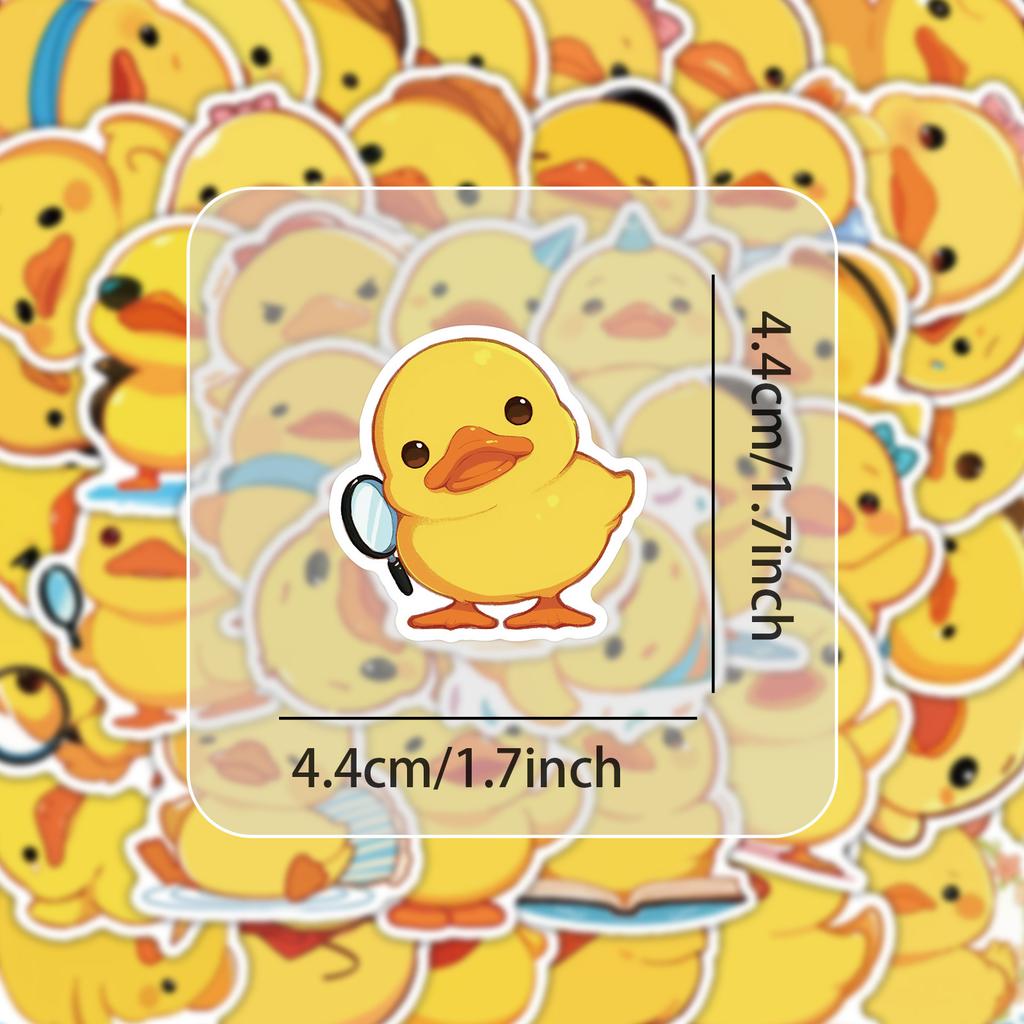 50PCS Cute Yellow Duck Sticker Children Award Decals Stationery Phone Laptop Water Bottle Luggage Desk Door Waterproof Stickers