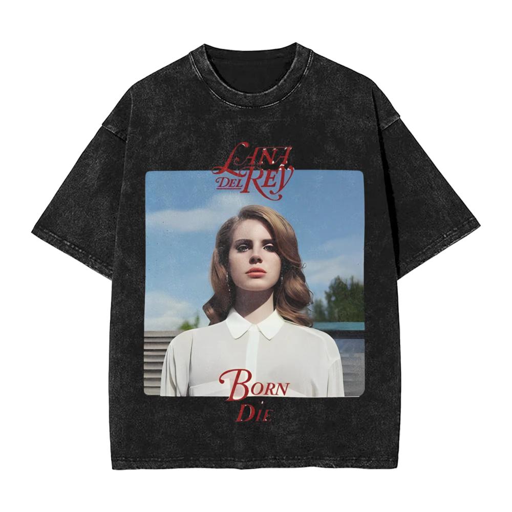 Lana Del Rey CANTANTE Maglietta Stampata Lavata Streetwear Hip Hop T-shirt Casual per Uomo Donna Cotone Streetwear