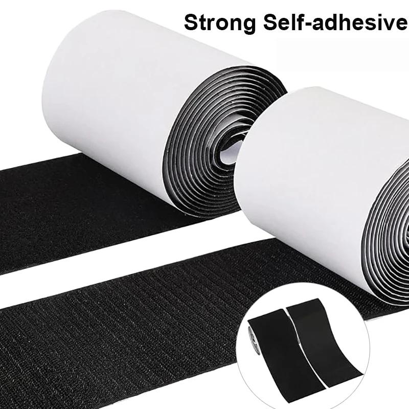

2Rolls (1roll woolen surface+1roll hooked surface) Strong Self-adhesive Fastener Tape Hook and Loop Back Nylon Sticker Adhesive 1mX10cm чёрный