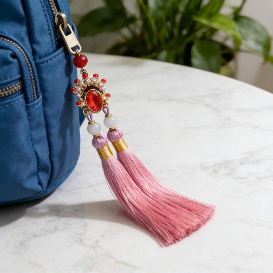 Tassel Pendant Facial Makeup Opera Car Decoration Hanging Accessories with Imitation Pearls Decor Hanfu Decoration