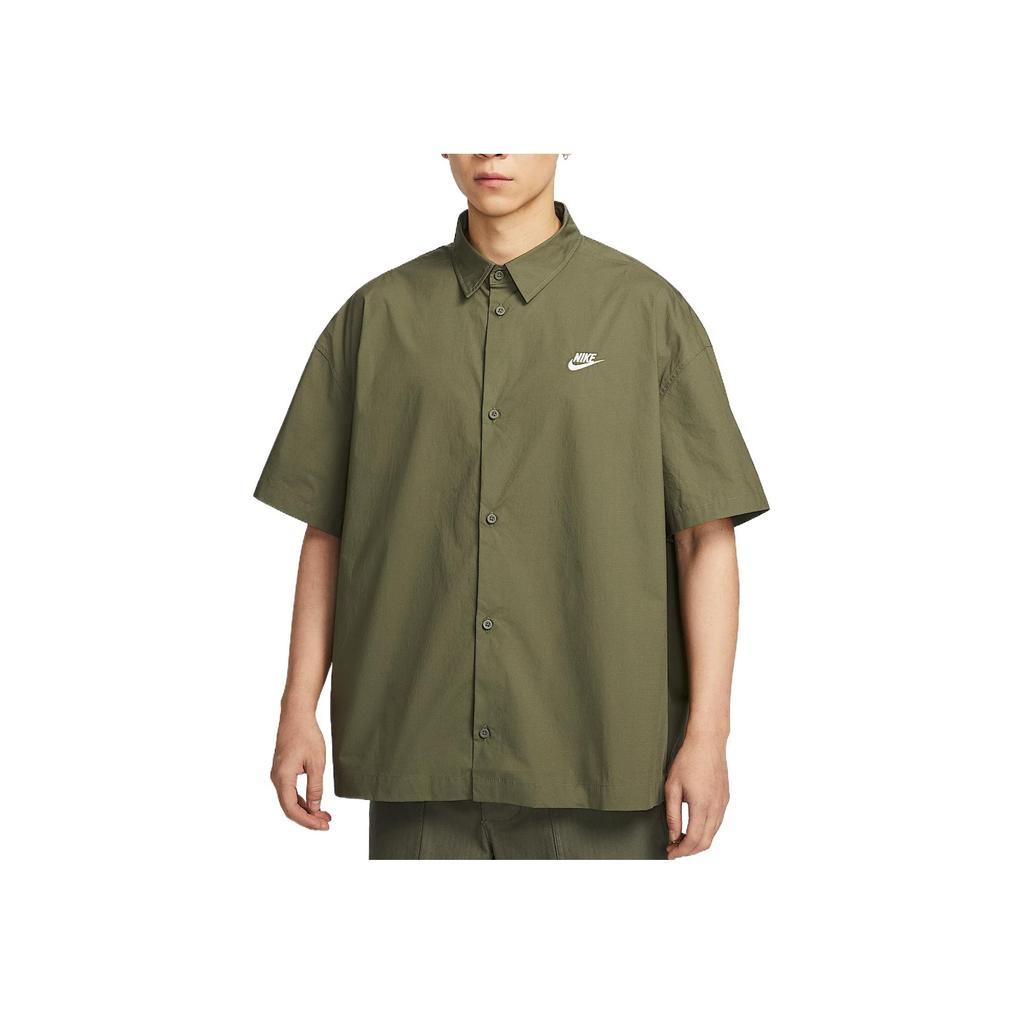 Nike Club Comfortable Fashion Casual Versatile Short Sleeve Shirt Men Shirts Olive-Green White HJ2027-222