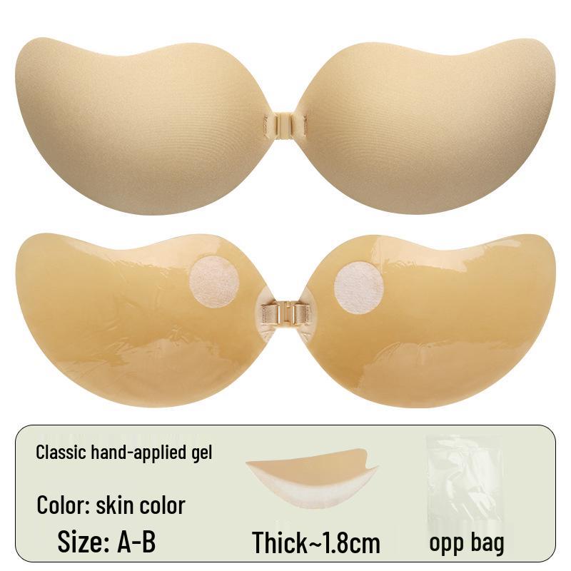 In Stock Seamless Push-Up Strapless Bra with Breathable Anti-Spillage Design and Mango Nipple Covers for Wedding Dresses
