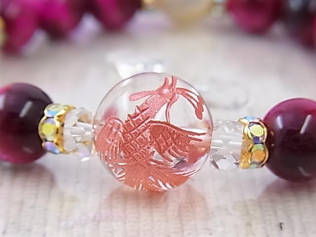 no Suzaku Crystal Love God Bracelet with Rose Pink Tiger and Rutile for Love and Money Power Stone Natural Stone Bracelet Includes Drawstring Bag 200