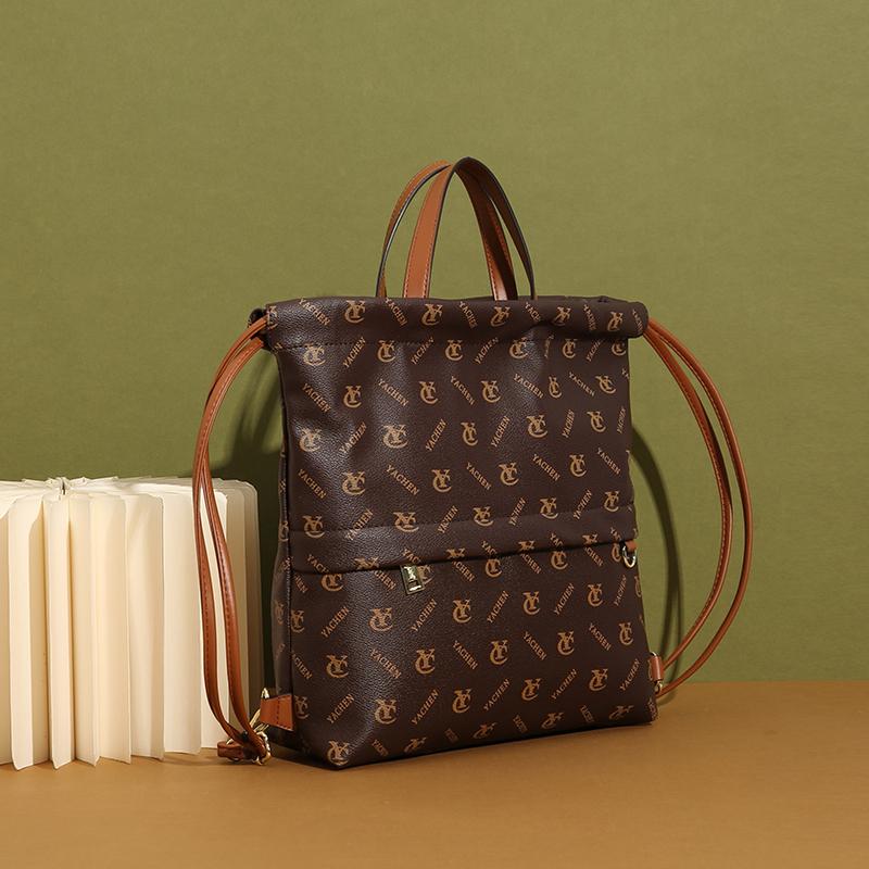 High-end texture retro presbyopic bag for women shoulder traveler bag double cord backpack new fashion