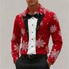 Kerst Mannen Sneeuwvlok Strik Kerstkleding Shirt Lange Mouw Mode Casual Buiten Vakantiecadeau Shirt Snelle Verzending