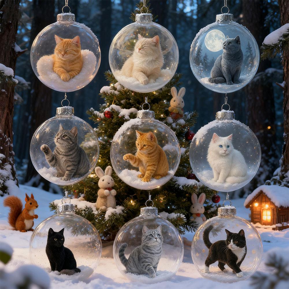 Cat Crystal Ball Ornament Cat Ornament Solid Color Ball DIY Year Creative Replacement Caps Acrylic New Christmas Pendant Ba R4Z6