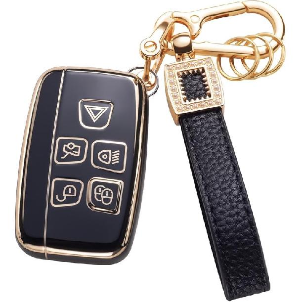 for Toyota Key Fob Cover with Leather Lanyard, Car Key Fob Case Compatible with 2018- Camry RAV4 Highlander Avalon C-HR Prius Corolla GT86 Smart Key