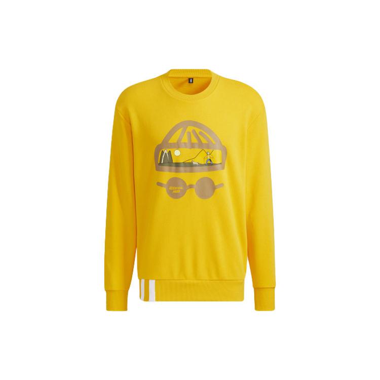 adidas Neo Sweatshirts Men's Yellow Crew Neck Moderate Regular HG6594