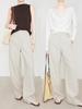 100% Linen Women's Old Money Style Slimming Straight-Leg Pants - White Casual Wide-Leg, Extended Length, 2026 New Style