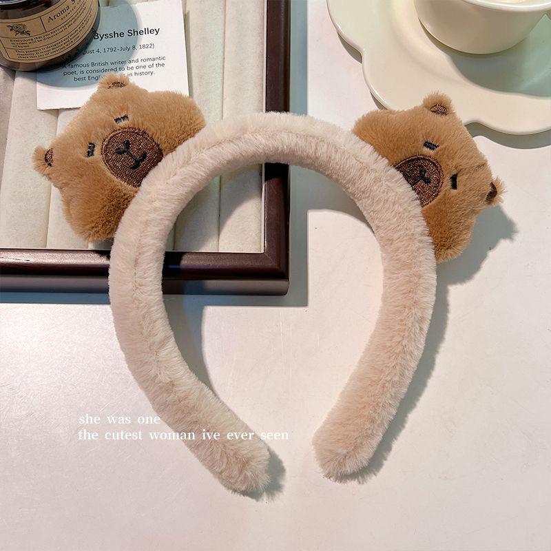Capybara Girl Face Washing Plush Headband