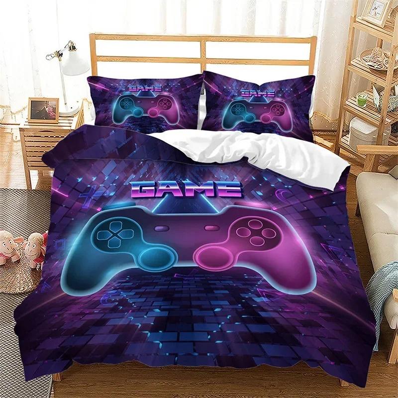 Game Bedding Set for Children and Boys, Handle controller Duvet Cover Sets, Twin, Full, Queen, King Bedroom Set gaming for teen