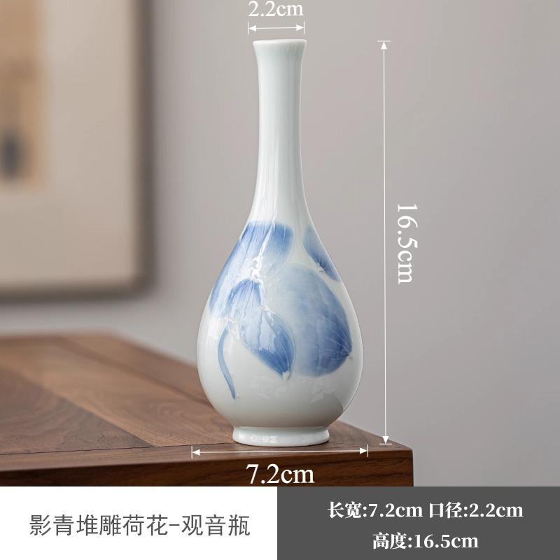 Ceramic Hand-painted Small Flower Vase Flower Planter Mini Bottle Mouth Vase Home Decoration Desktop Decoration Chinese Style
