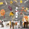 Pizza Theme Wallpaper 3d Cartoon Hand Painted Pizza Mural Fast Food Restaurant Background Wallpaper