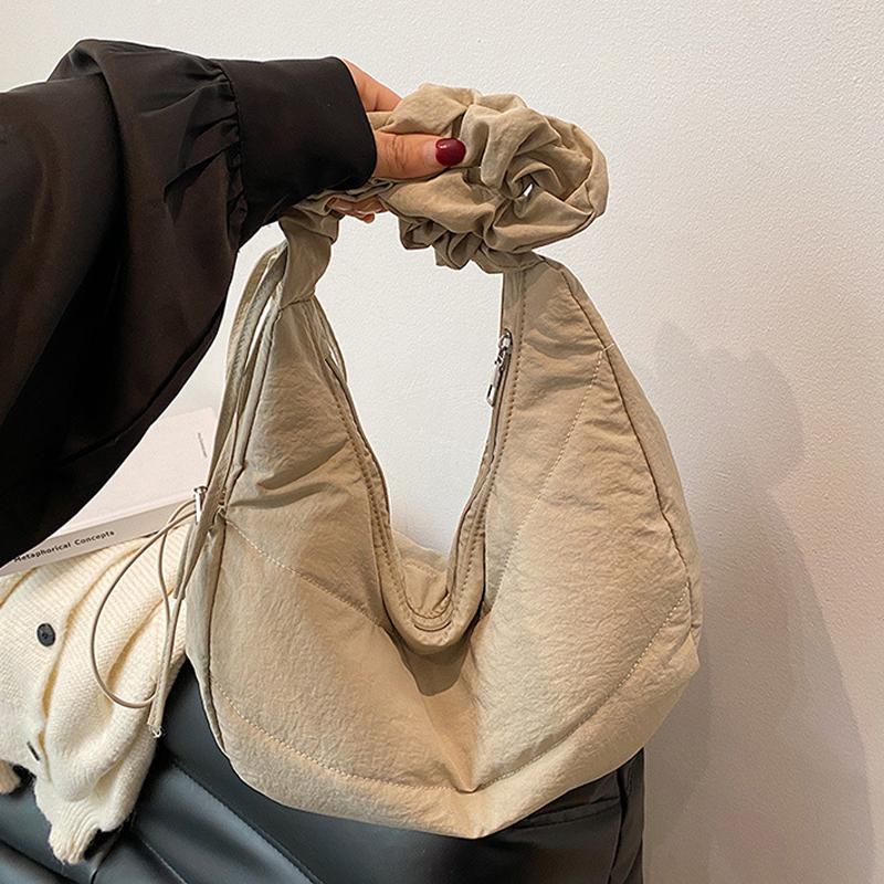 Solid Color Large Capacity Tote Bag Trendy Shoulder Bag Women Casual Canvas School Crossbody Bags For Student CLE