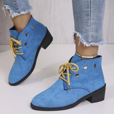 Plus Size Shoes for Women 36-43 Autumn Winter Fashion Lace Up Platform Pointed Toe Ankle Boots Casual Women Footwear