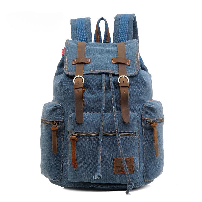 European and American Retro Men's Backpack New Canvas Shoulders Bag Outdoor Travel Computer Bag Student Schoolbags for Boy Father's Day Gift