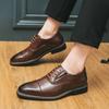Men Brown Dress Formal Leather Comfortable Business Derby Shoes Classic Men Tuxedo Wedding Blazers Saddle Shoes